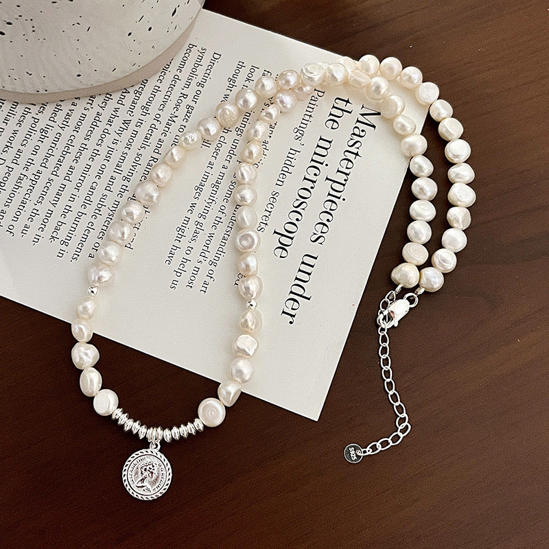 “Pearl Aura” Silver Coin Baroque Pearl Strand