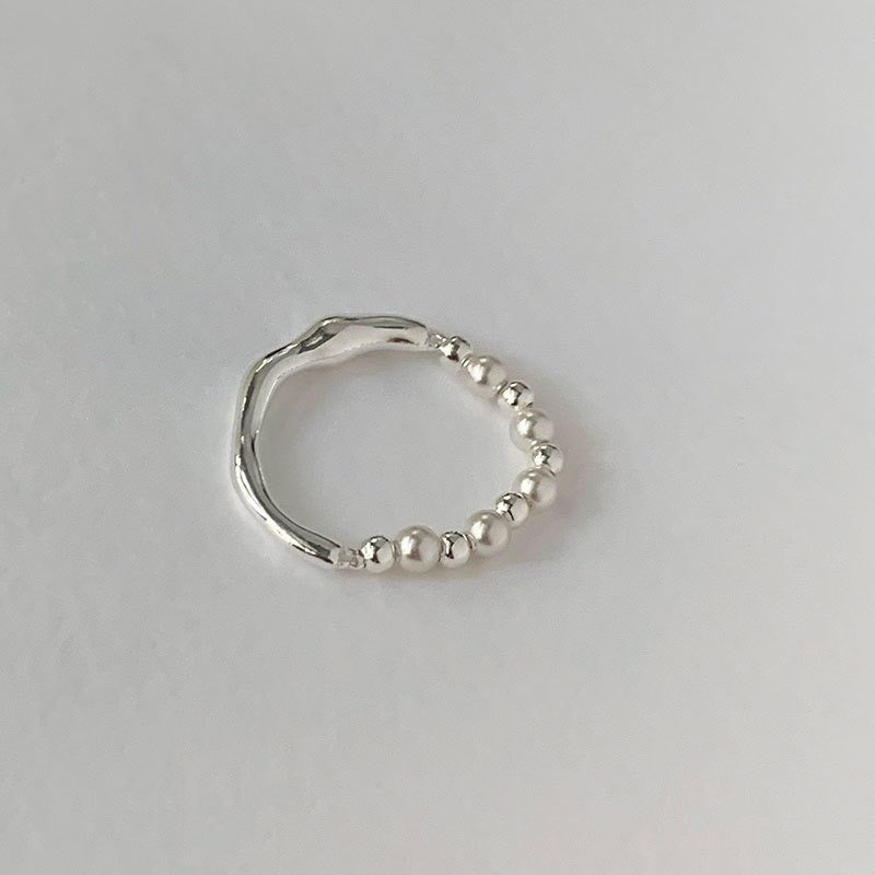“Pearl Aura” Fluid Silver Chunk Ring
