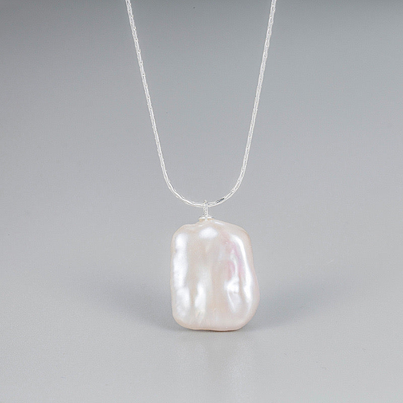 "Pearl Aura" Baroque Square Pendant