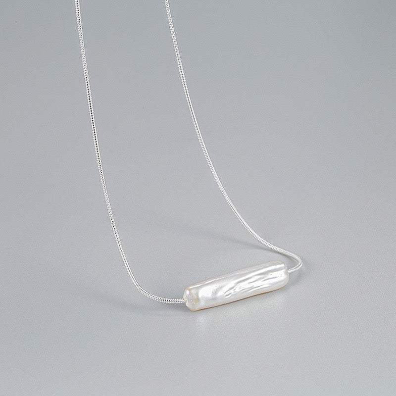 "Pearl Aura" Sleek Baroque Pendant