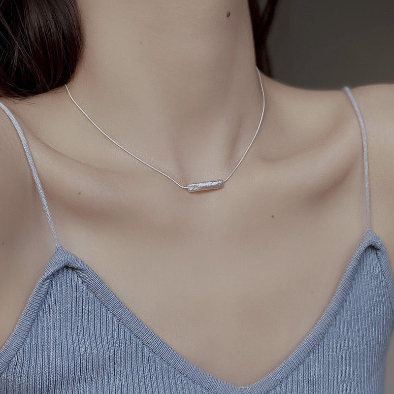 "Pearl Aura" Sleek Baroque Pendant