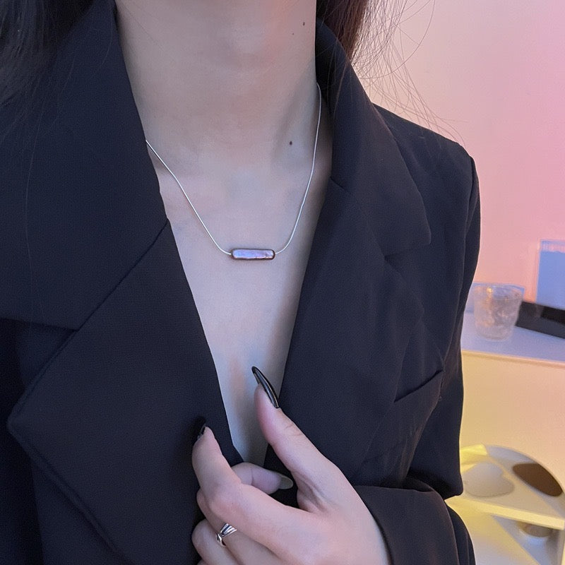 "Pearl Aura" Sleek Baroque Pendant