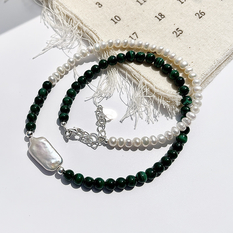 “Pearl Aura” Agate Pearl Medley Necklace N02