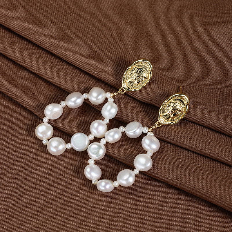 “Pearl Aura” Vintage Baroque Earrings E07