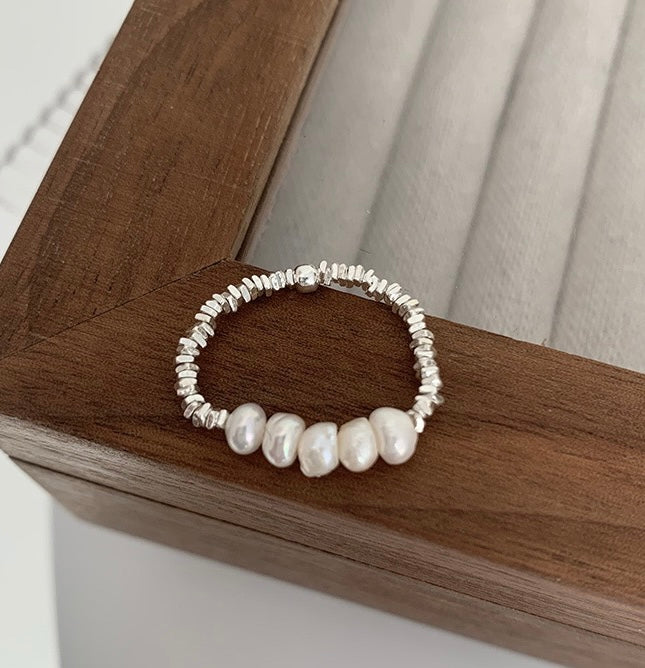 “Pearl Aura” Stellar Silver Ring
