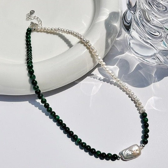 “Pearl Aura” Agate Pearl Medley Necklace N02