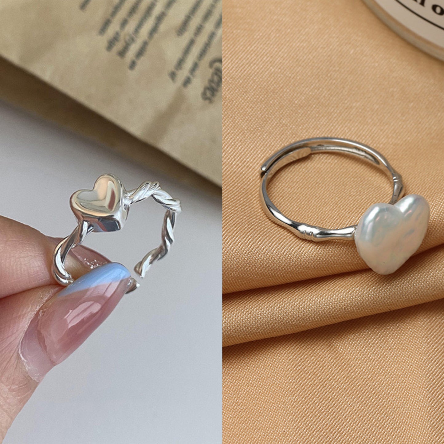 “Pearl Aura” Heart Pearl Ring R02