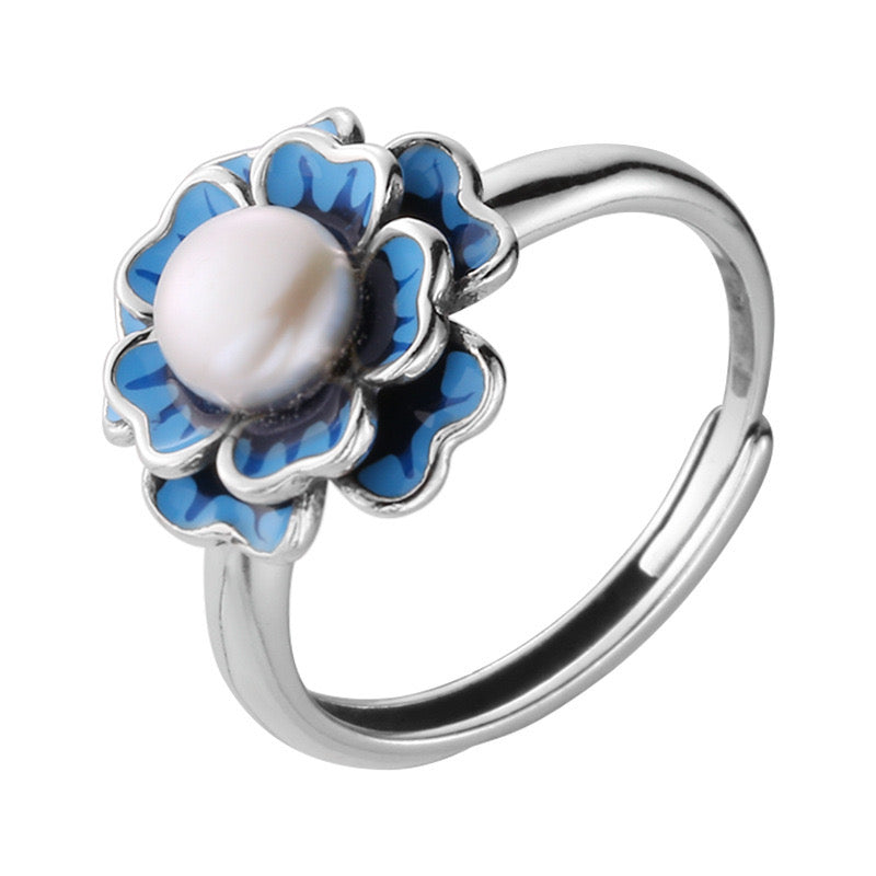 "Pearl Aura" Flower Pearl Ring R04