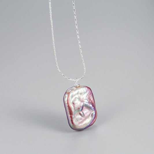 "Pearl Aura" Baroque Square Pendant