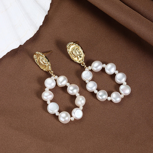 “Pearl Aura” Vintage Baroque Earrings  E07