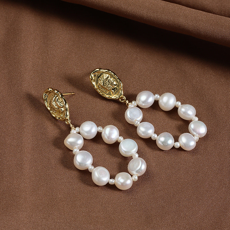 “Pearl Aura” Vintage Baroque Earrings  E07